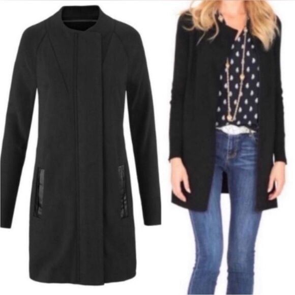CAbi 3351 Black Tailor Ponte Knit Soft Shell Zipper Coat Jacket Size Medium - Picture 2 of 11